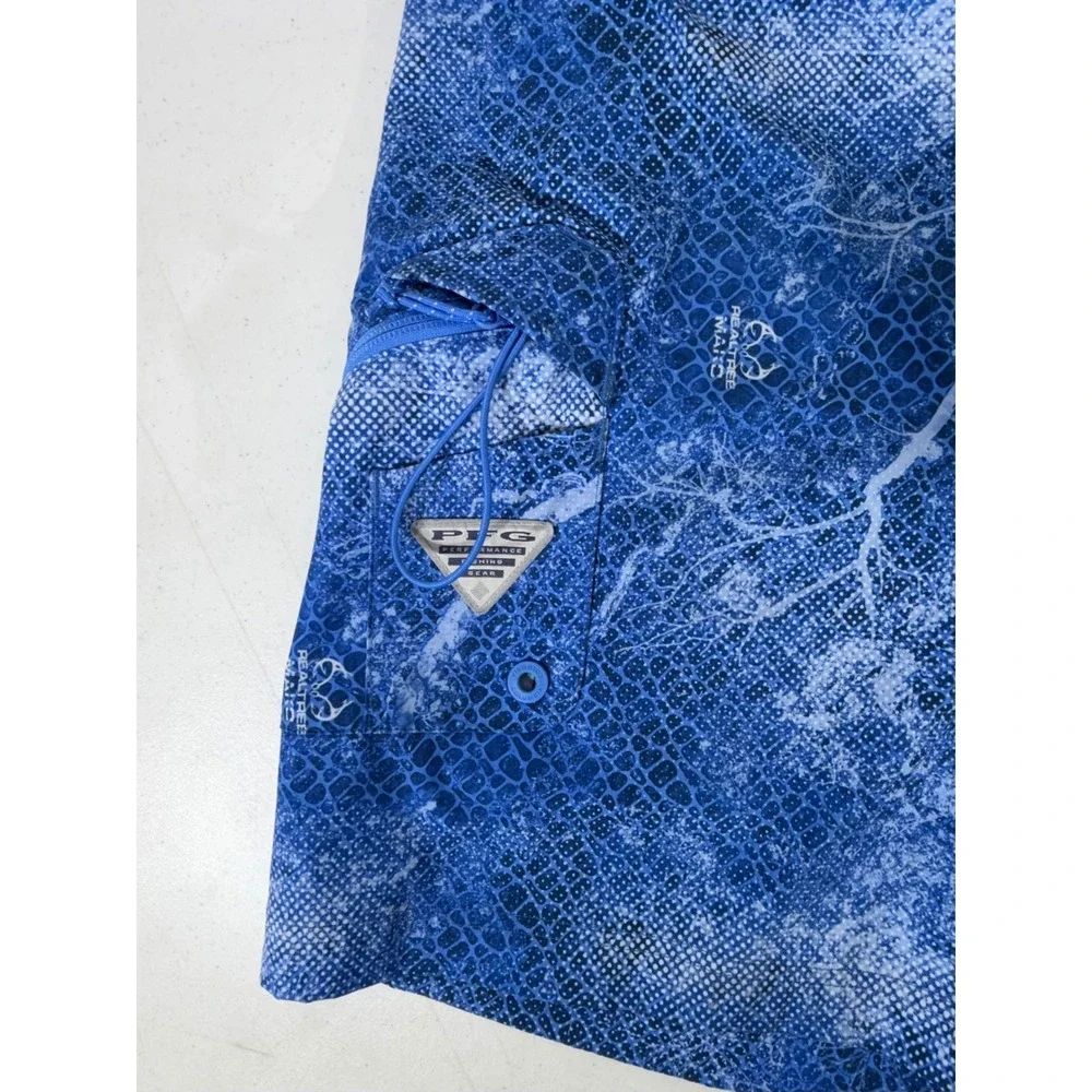Columbia PFG Board Shorts Size 40 Blue‎ Realtree Mako Snakeskin Fishing Beach